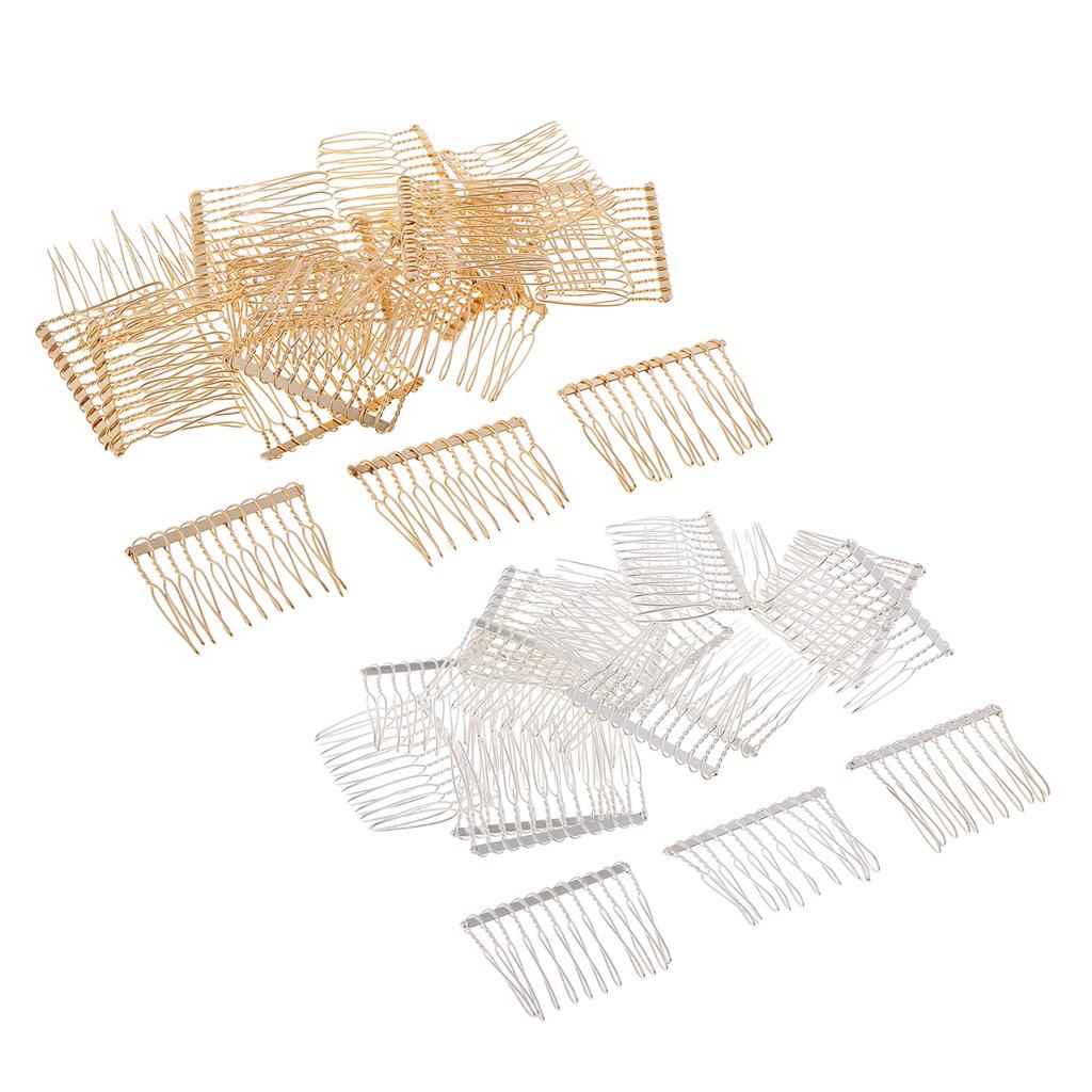 40pcs DIY Metal Hair Clips Side Comb 12 Teeth Bridal Accessories Gold Silver