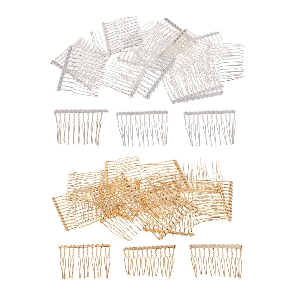 40pcs DIY Metal Hair Clips Side Comb 12 Teeth Bridal Accessories Gold Silver