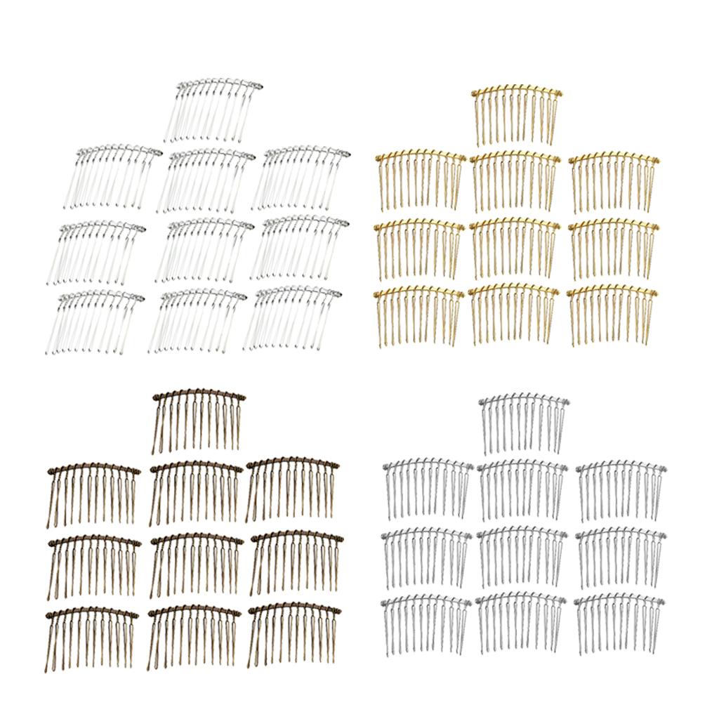 40 Pieces DIY Blank Metal Hair Clips Side Comb 12 Teeth Hair Accessories
