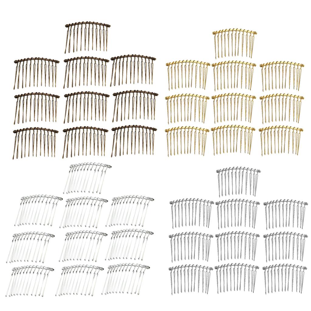 40 Pieces DIY Blank Metal Hair Clips Side Comb 12 Teeth Hair Accessories