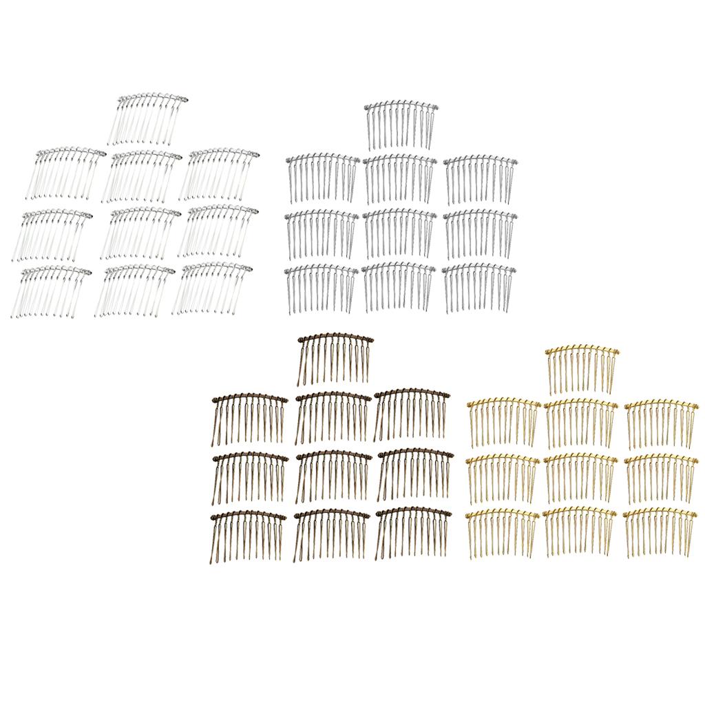 40 Pieces DIY Blank Metal Hair Clips Side Comb 12 Teeth Hair Accessories