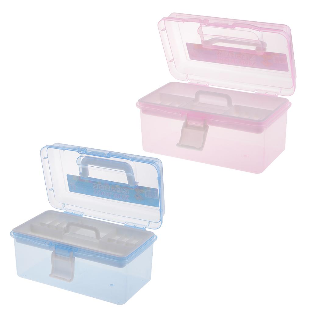 2pcs 2 Layer Plastic Sewing Jewelry Painting Tools Box Storage Box Organizer