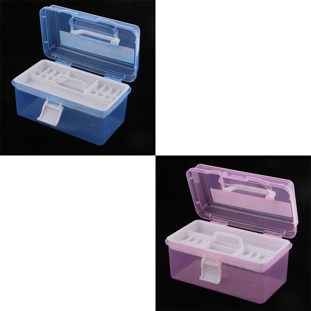2pcs 2 Layer Plastic Sewing Jewelry Painting Tools Box Storage Box Organizer
