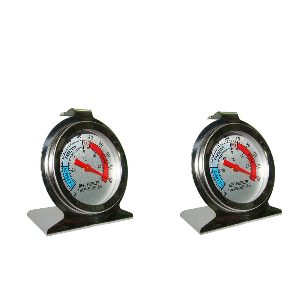 2Pcs Kitchen Craft Stainless Steel Refrigerator & Freezer Dial Thermometer