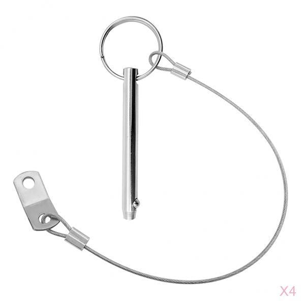 4x Boat Bimini Top 316 Stainless Steel Quick Release Pin w/ 240mm Lanyard