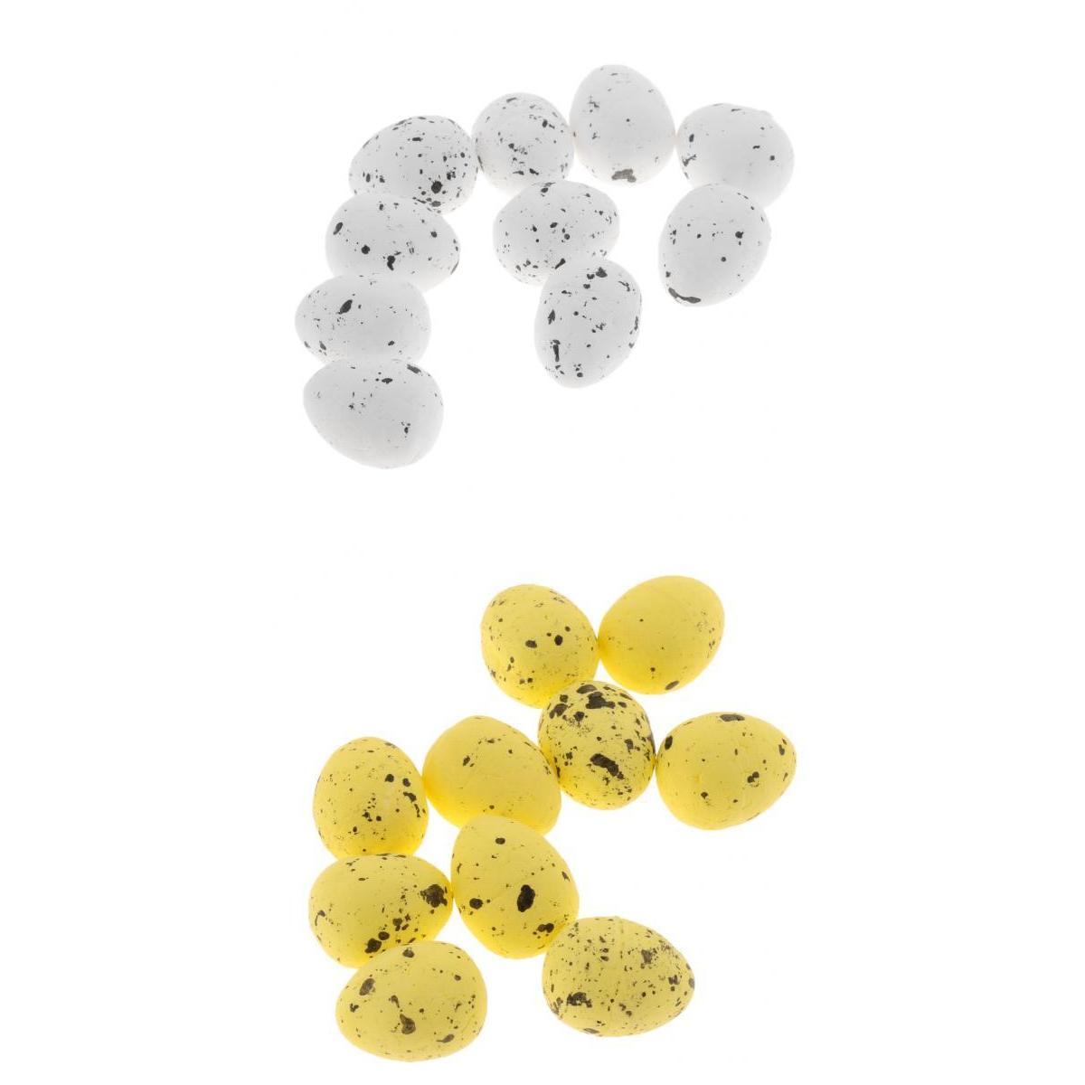 20 Pieces Artificial Nest Spotted Speckled Hatching Egg Crafts Beige&Yellow
