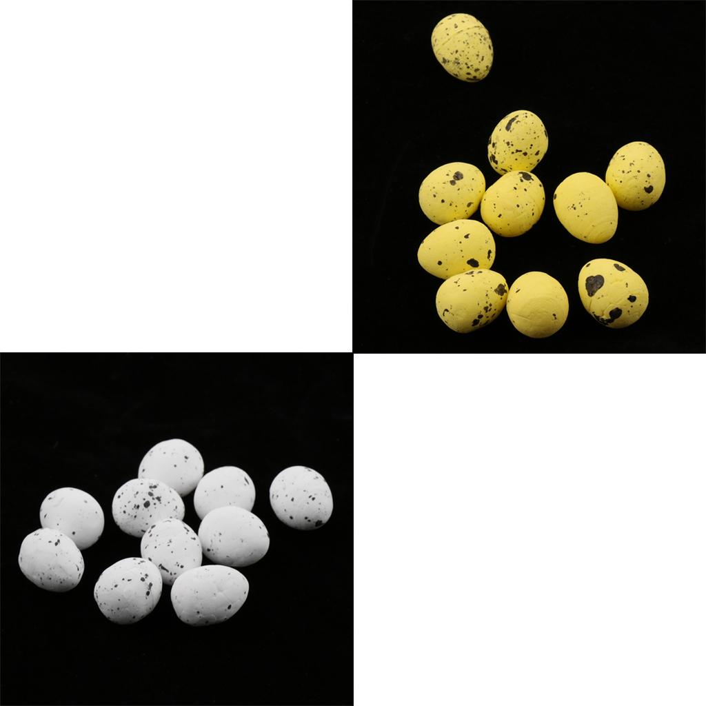 20 Pieces Artificial Nest Spotted Speckled Hatching Egg Crafts Beige&Yellow