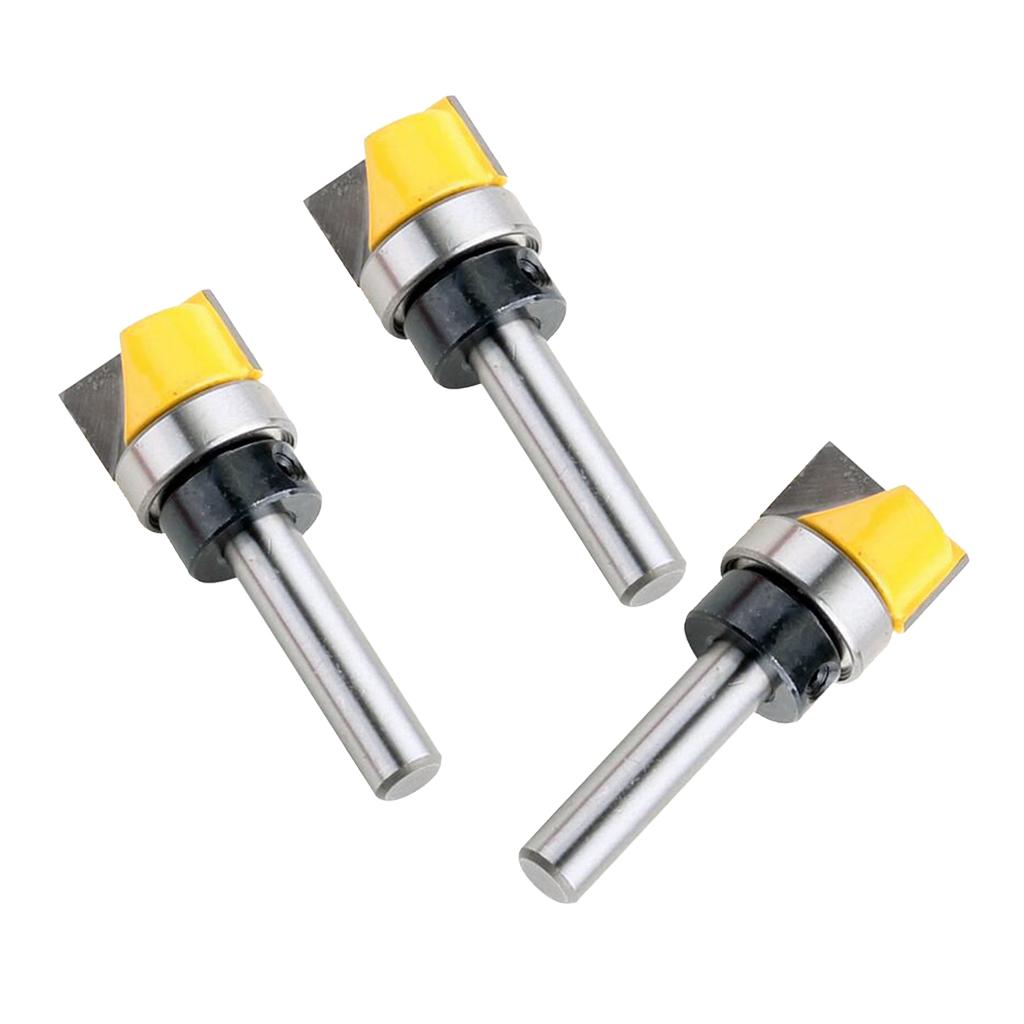 3Pcs Carbide Tipped Hinge Mortise Flush Trim Template Router Bit - 8mm Shank