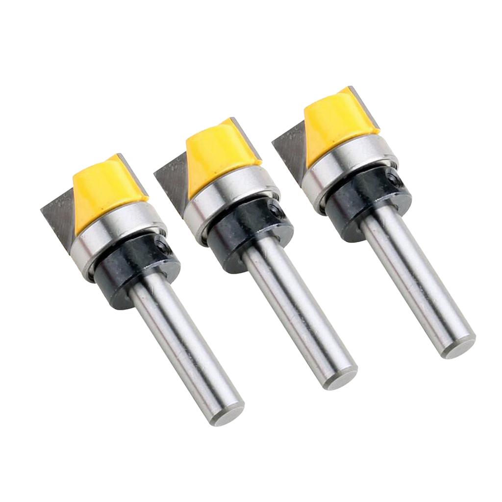 3Pcs Carbide Tipped Hinge Mortise Flush Trim Template Router Bit - 8mm Shank