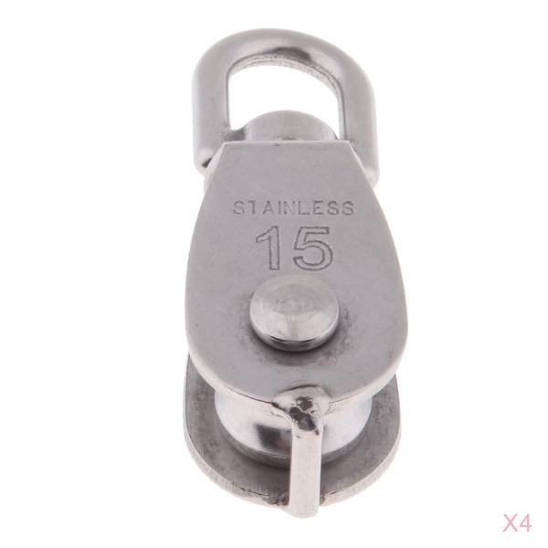 4Pcs 304 Stainless Steel Single Swivel Pulley Block for Swivel Eye M15