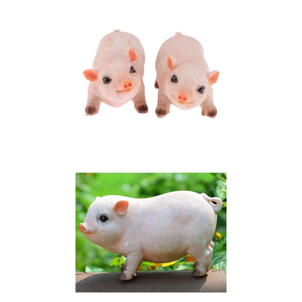 3Pcs Resin Craft Pig Statue Garden Decor Animal Sculpture