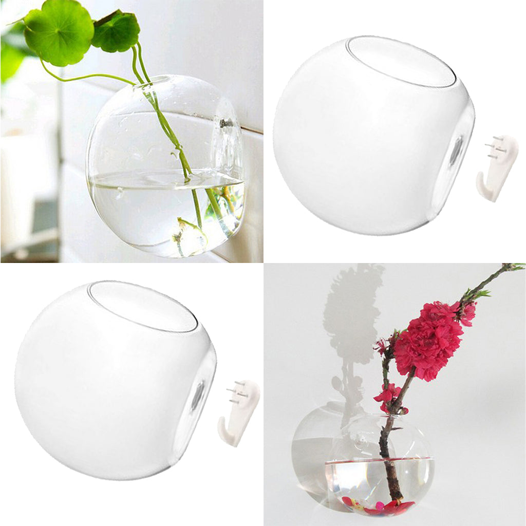 2 x Wall Hanging Planter Glass Hydroponic Vase Plant Pot Terrarium Ball 12cm