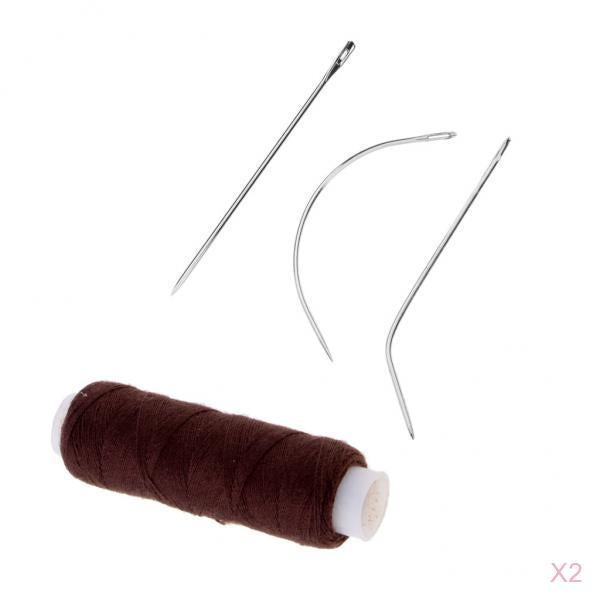 2 Set Hair Sewing Weaving Thread Needles Kit for Hair Extensions Weft Braid