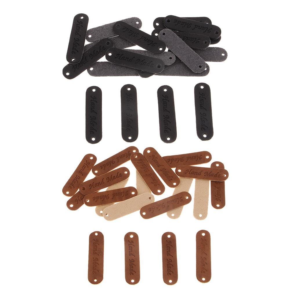 40pcs Retro Synthetic PU Leather Tag DIY Handmade Sew Label Patches