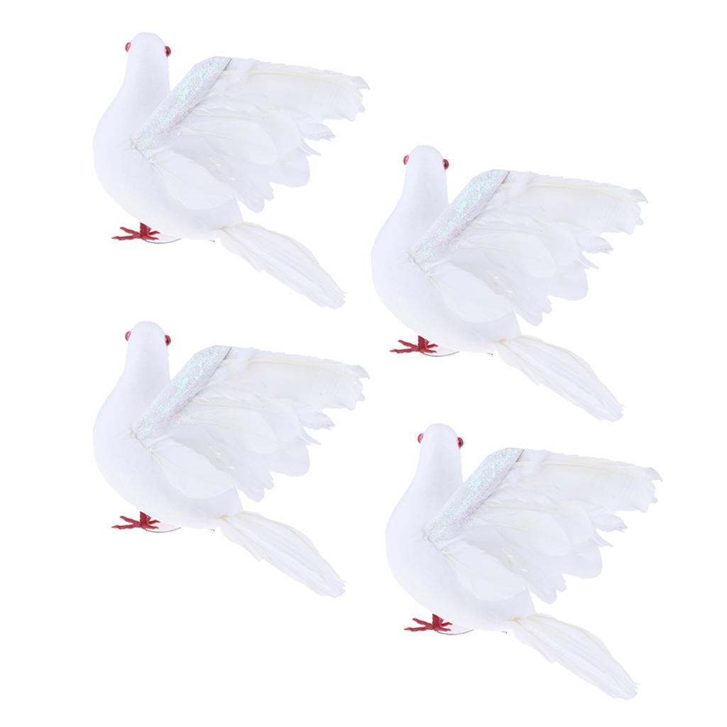 4Pcs Fake Artificial Feather Foam Doves Birds Wedding Decoration Flying Dove
