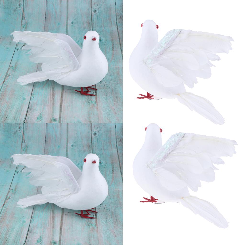 4Pcs Fake Artificial Feather Foam Doves Birds Wedding Decoration Flying Dove