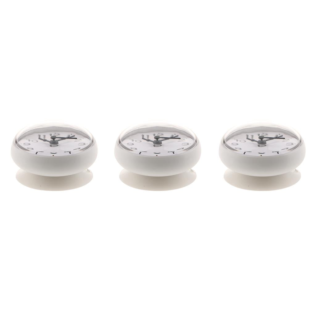 3pcs Silicone Waterproof Kitchen Bathroom Bath Shower Suction Cup Clock