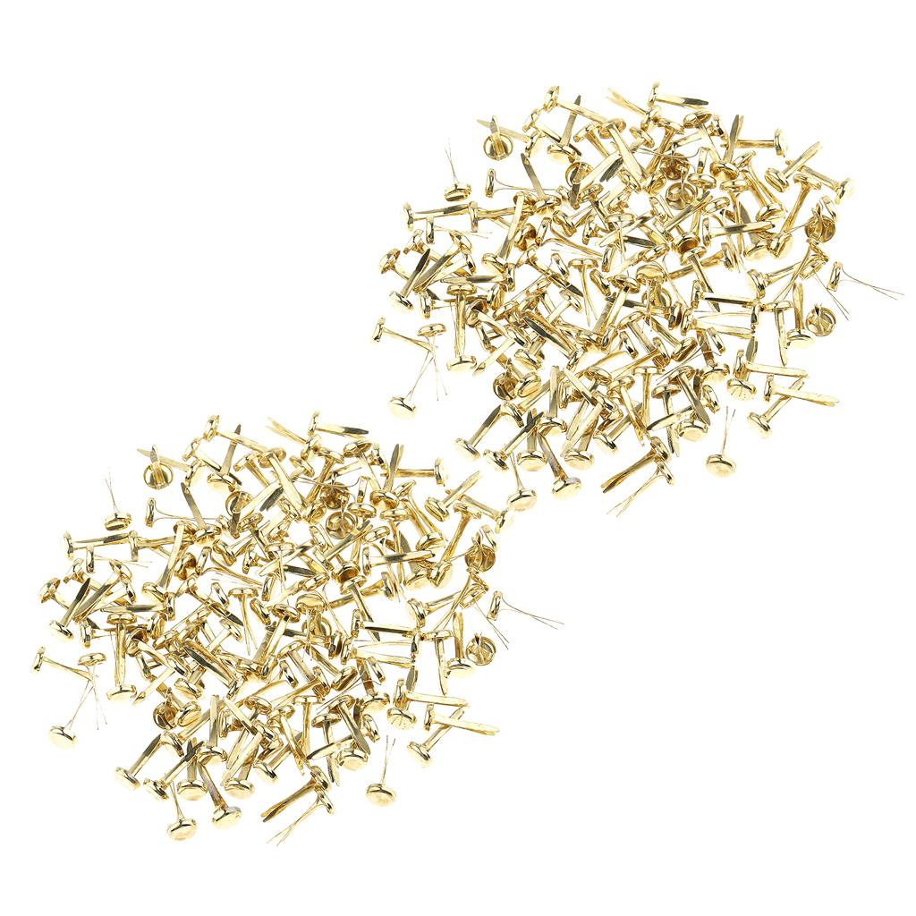 400 Pieces Metal Iron Brads Paper Fastener for Scrapbooking Craft Gold 8mm