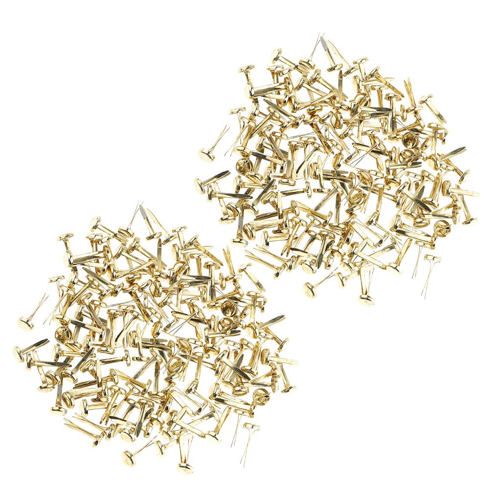 400 Pieces Metal Iron Brads Paper Fastener for Scrapbooking Craft Gold 8mm