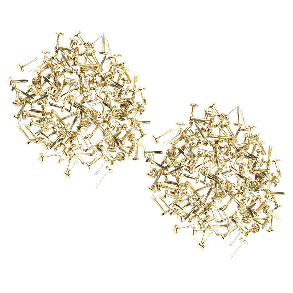 400 Pieces Metal Iron Brads Paper Fastener for Scrapbooking Craft Gold 8mm