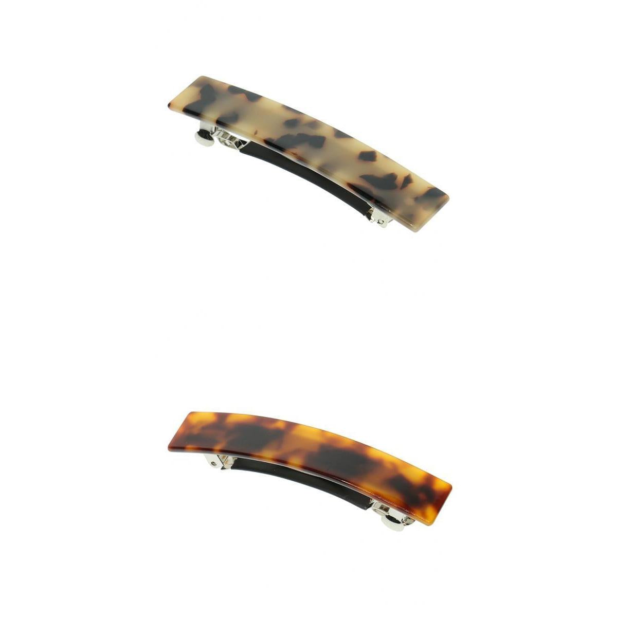 2pcs French Acetate Leopard Automatic Barrette Hair Clip Ponytail Holder