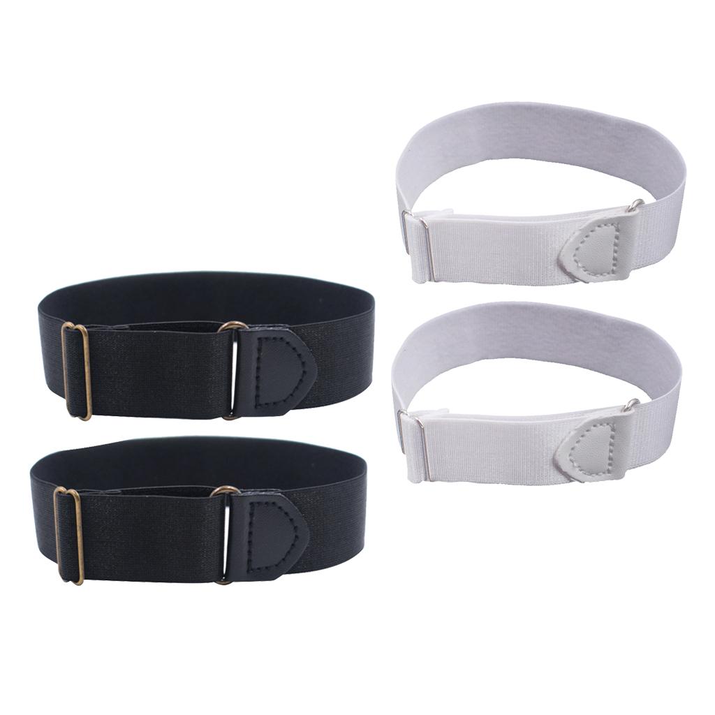 2 Pair Adjustable Anti Slip Elastic Shirt Sleeves Holder Armband Garter Band