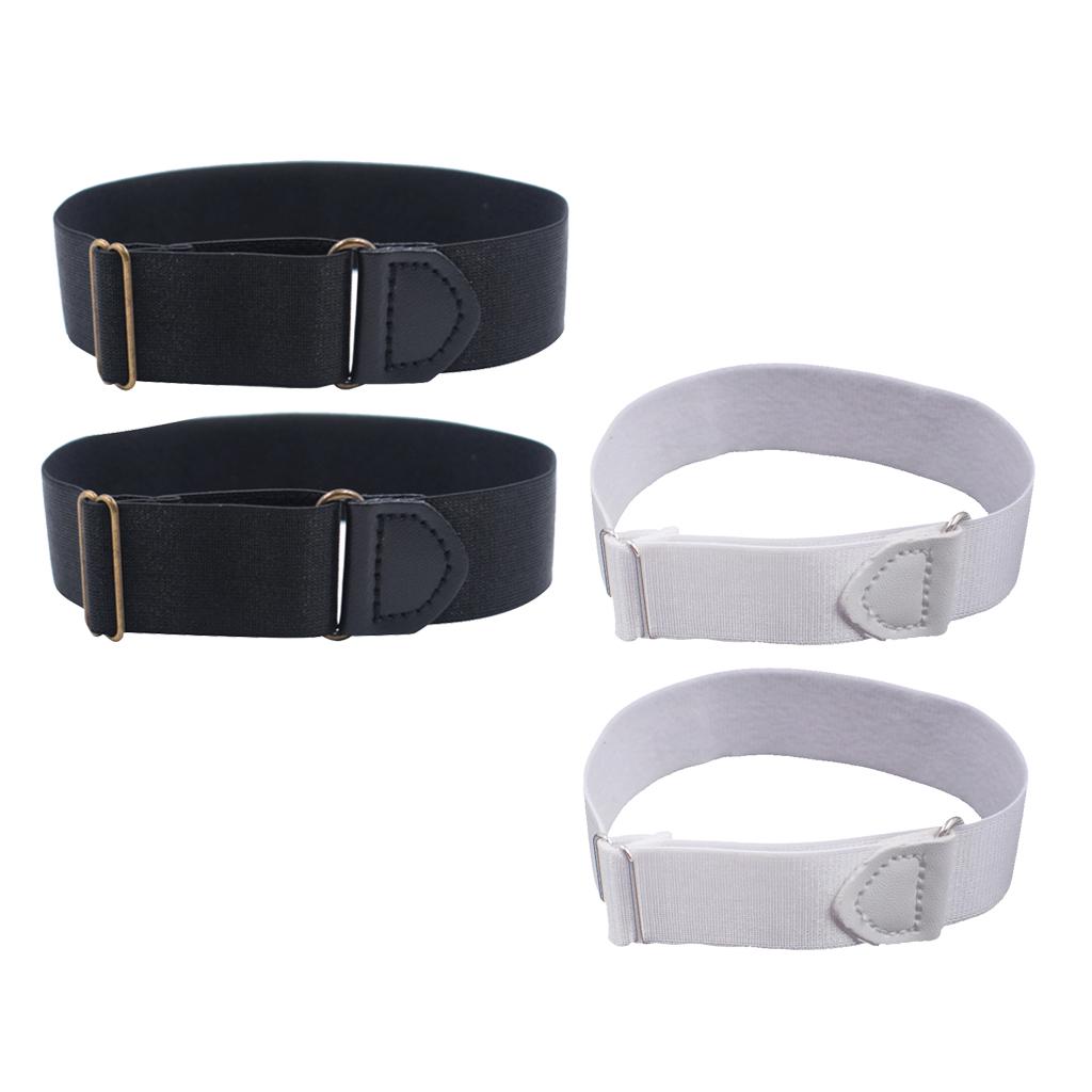 2 Pair Adjustable Anti Slip Elastic Shirt Sleeves Holder Armband Garter Band