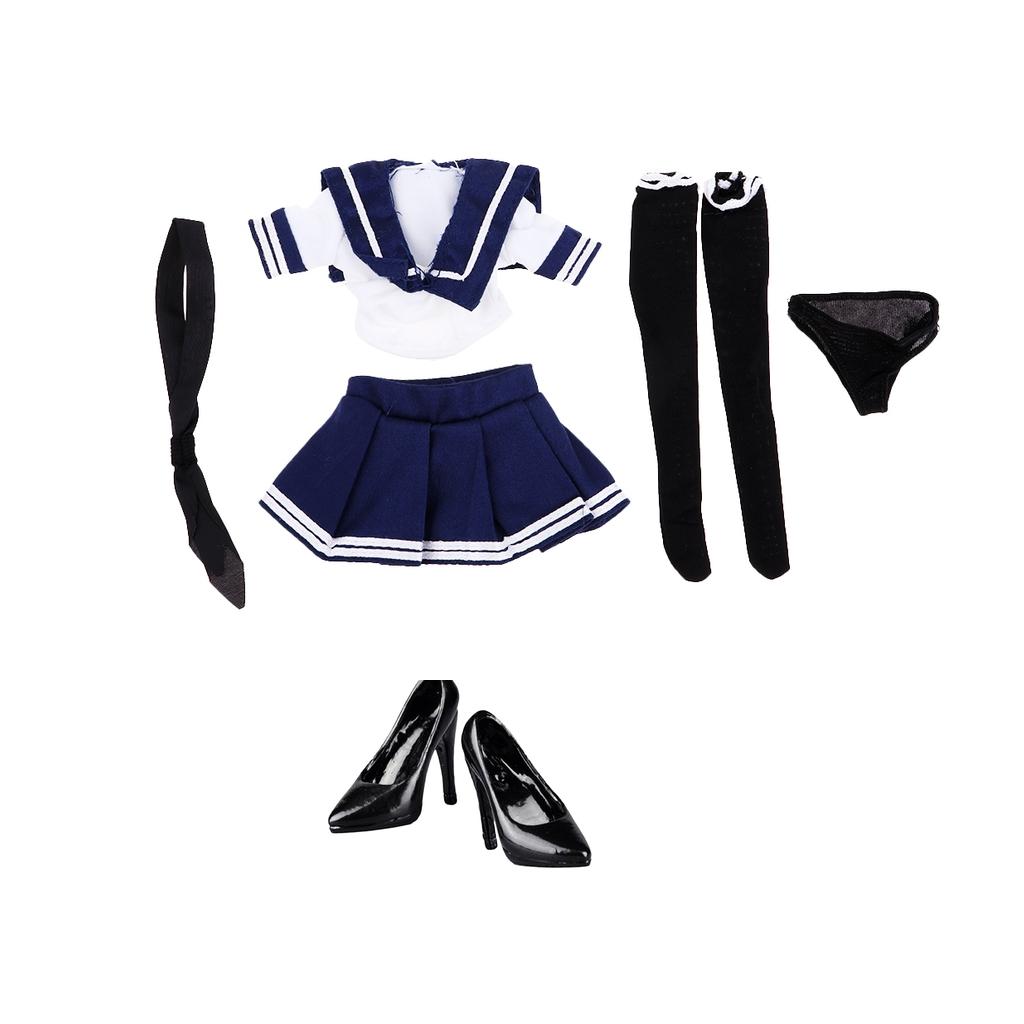 1/6 Scale Blue White JK Uniform Sailor Outfits for 12 Female Action Figure"