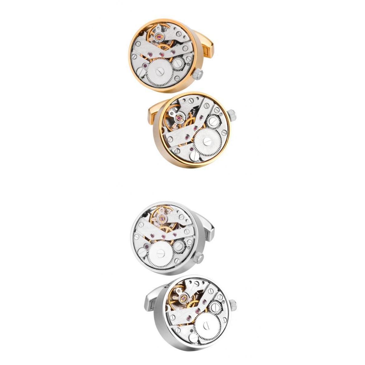2 Pairs Steampunk Mechanical Movement Watch Gear Men Shirt Cufflink Jewelry