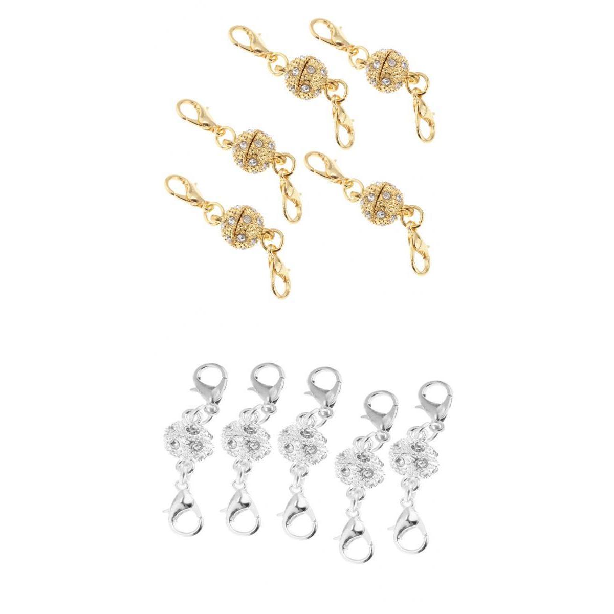 10 Pieces Crystal Round 8mm Ball Lobster Clasp Hook Magnetic Jewelry Making