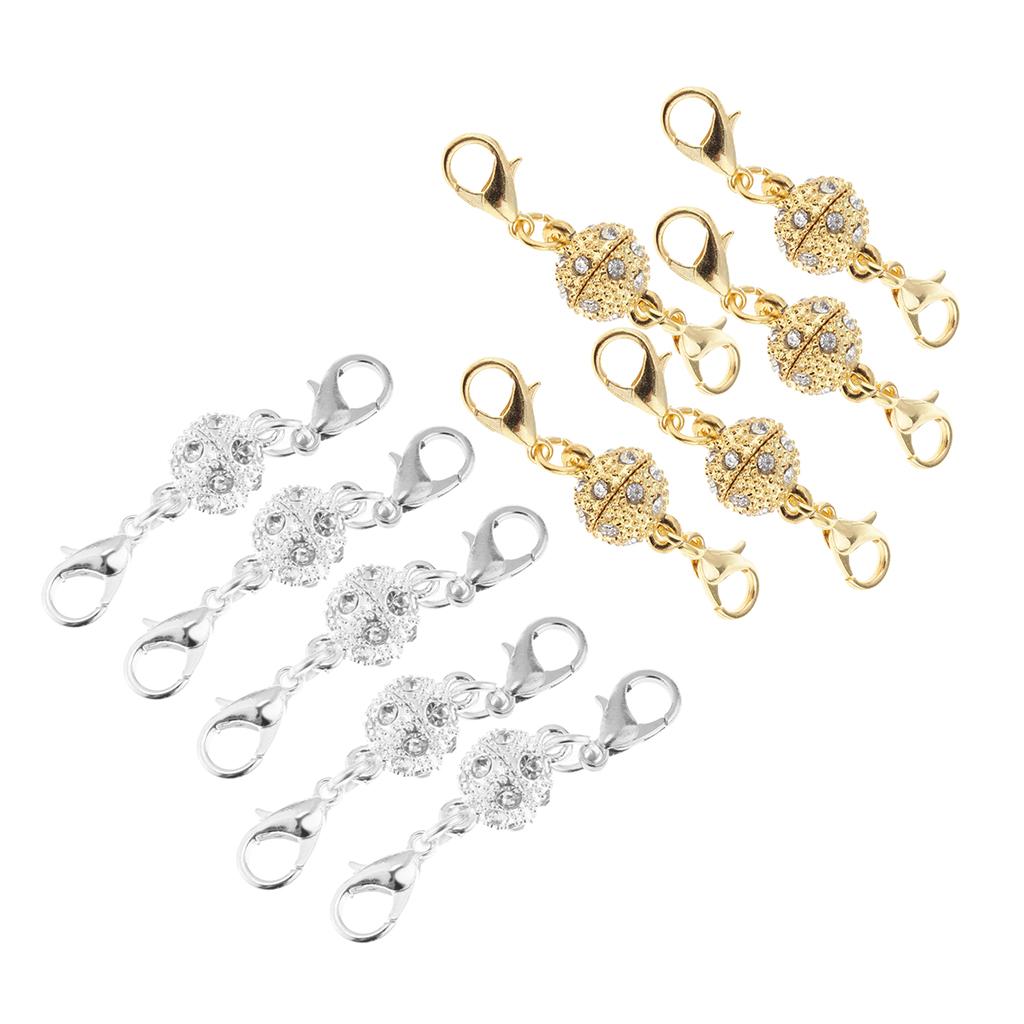 10 Pieces Crystal Round 8mm Ball Lobster Clasp Hook Magnetic Jewelry Making