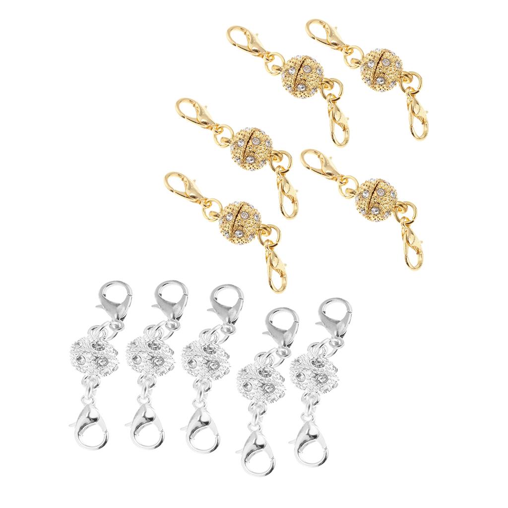 10 Pieces Crystal Round 8mm Ball Lobster Clasp Hook Magnetic Jewelry Making