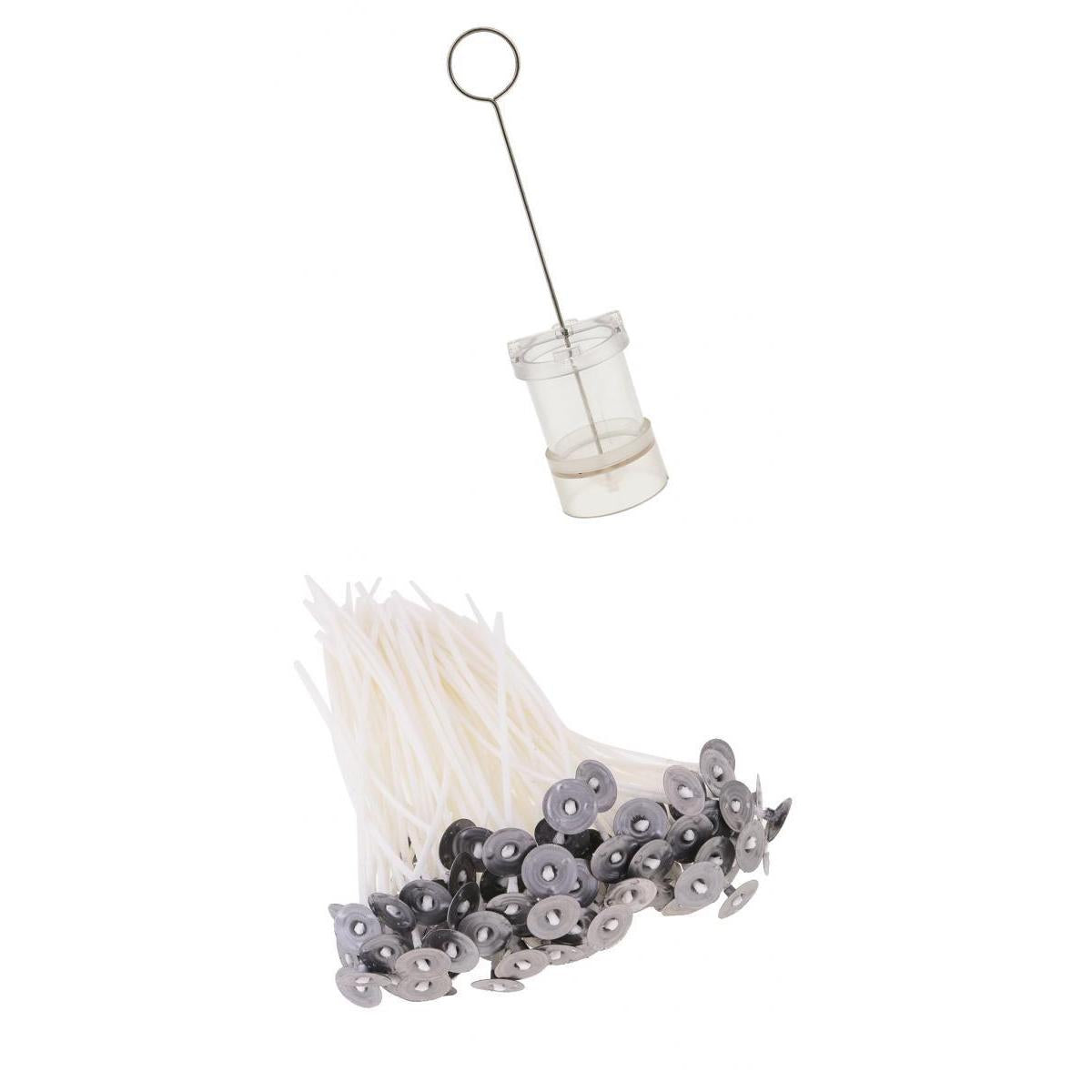 7.5cm Plastic Church Top Round Candle DIY Mold & 50Pcs 10cm Pre Tabbed Wicks