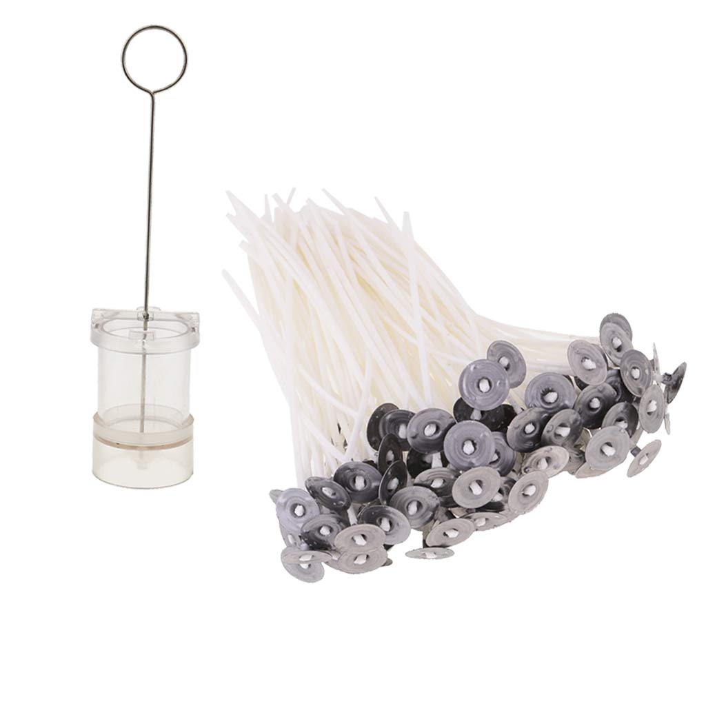7.5cm Plastic Church Top Round Candle DIY Mold & 50Pcs 10cm Pre Tabbed Wicks