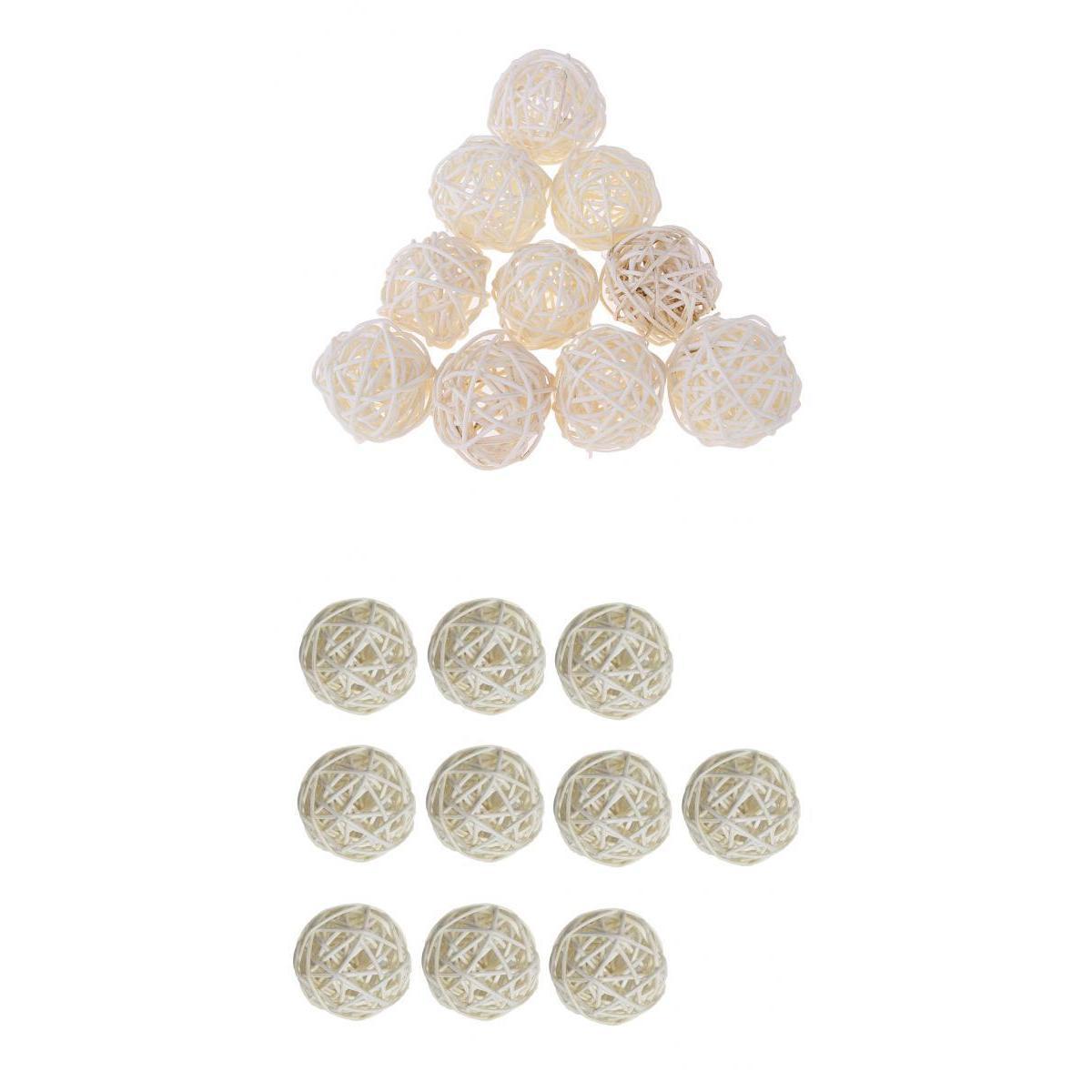 20Pcs 5cm Wicker Rattan Ball Twig Orbs Ball DIY Ornaments Crafts White+beige