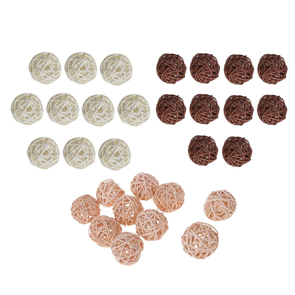 30 Pcs Wicker Rattan Ball Ornaments Wedding Xmas Party Hanging Decor Mixed