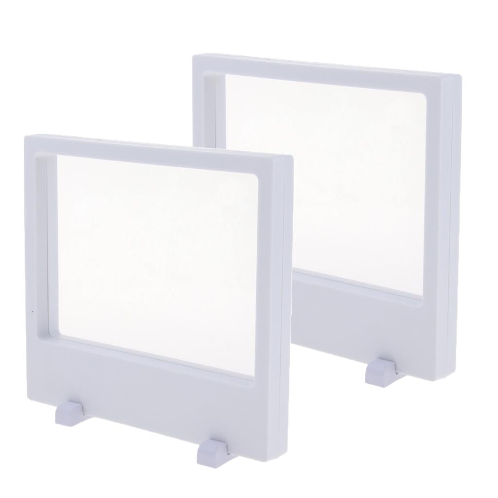 2x Jewelry 3D Floating Display Frame Case Box Exhibition Collectible 18x20cm
