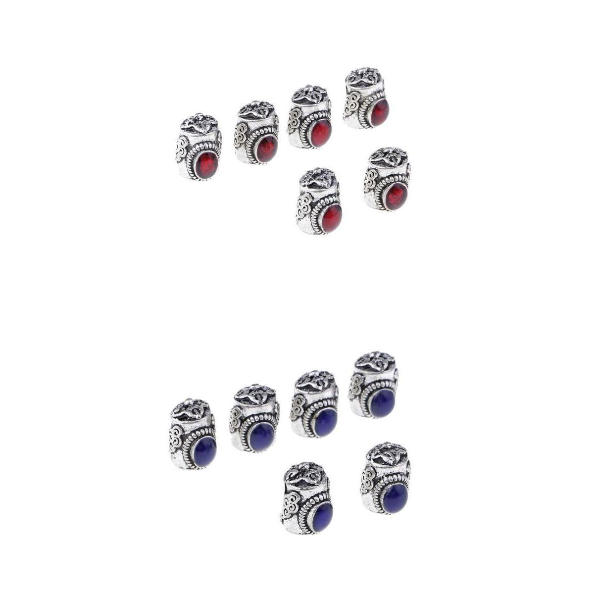 12 Pieces Leather Cord End Cap Beads Stopper Craft Jewelry Findings Blue Red