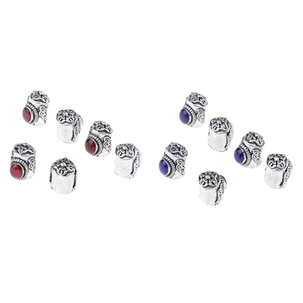 12 Pieces Leather Cord End Cap Beads Stopper Craft Jewelry Findings Blue Red