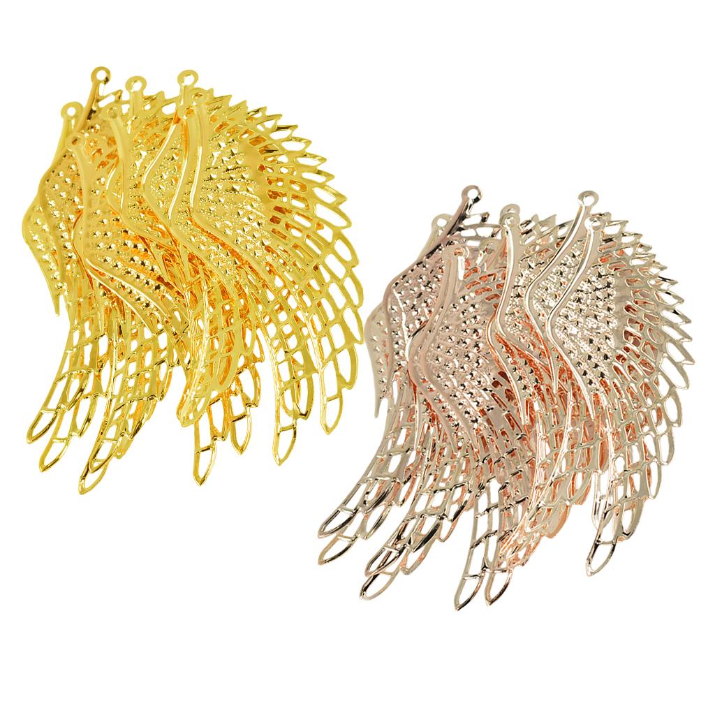 24Pcs Jewelry Charm Necklace Pendant DIY Large Alloy Wing Rose Gold/Gold