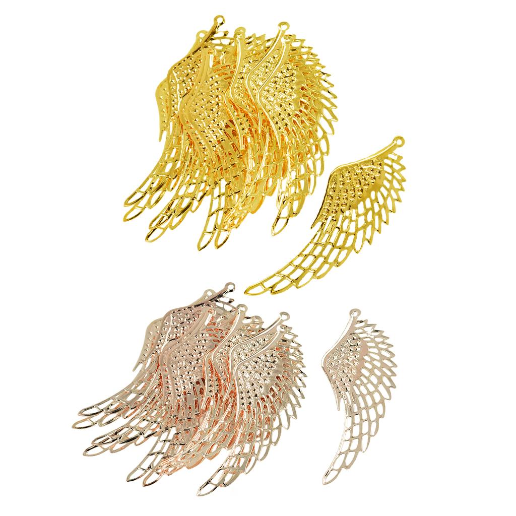 24Pcs Jewelry Charm Necklace Pendant DIY Large Alloy Wing Rose Gold/Gold