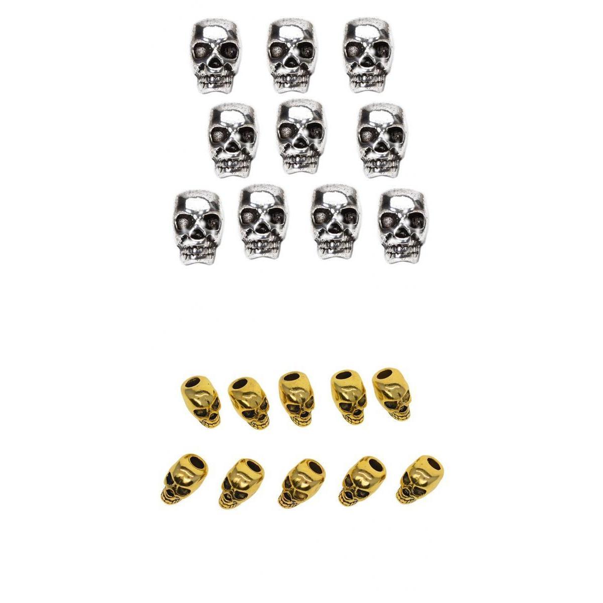 20Pcs Silver Gold Large Hole 3D Skull Spacer Loose Beads Jewelry Making
