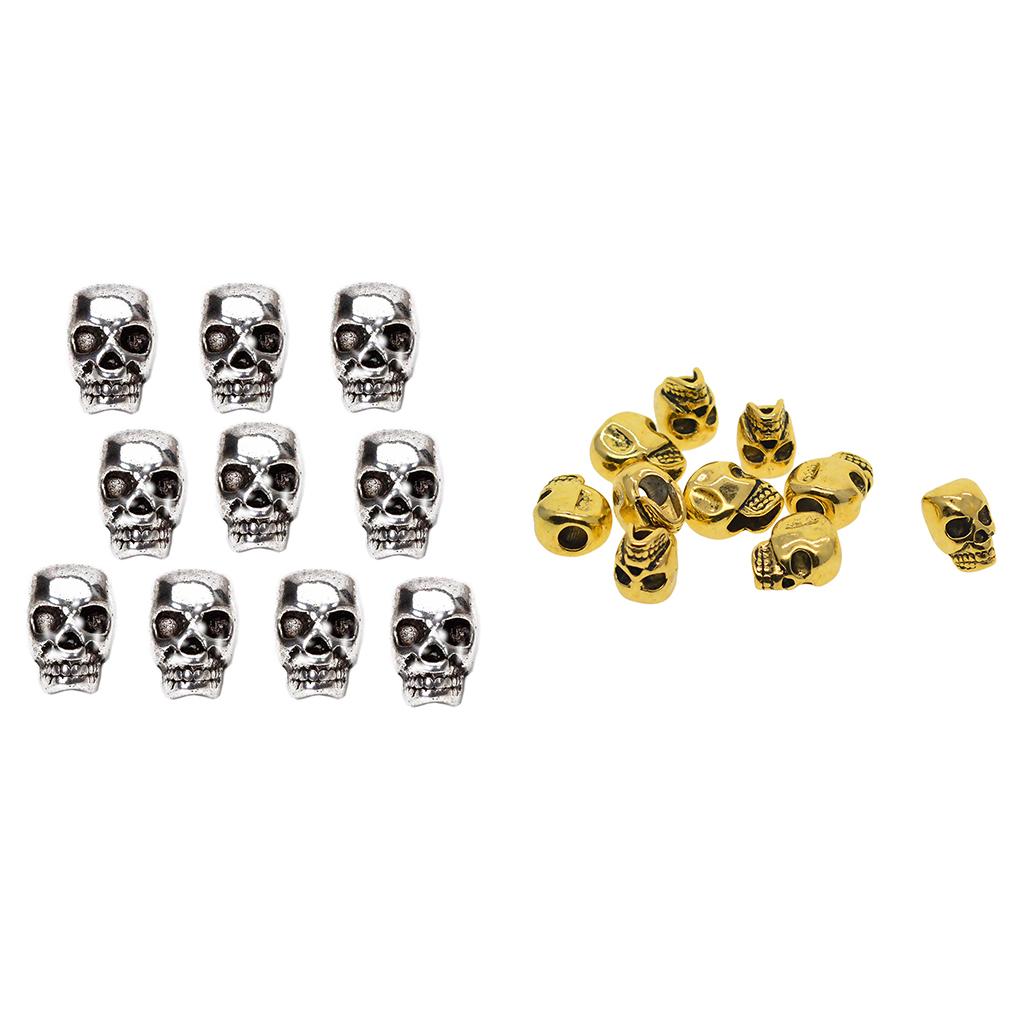 20Pcs Silver Gold Large Hole 3D Skull Spacer Loose Beads Jewelry Making