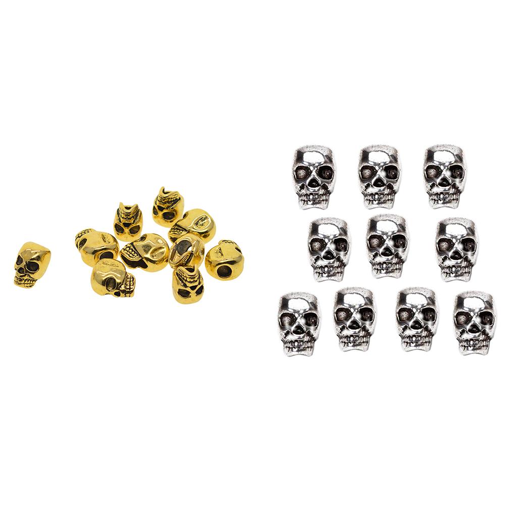 20Pcs Silver Gold Large Hole 3D Skull Spacer Loose Beads Jewelry Making