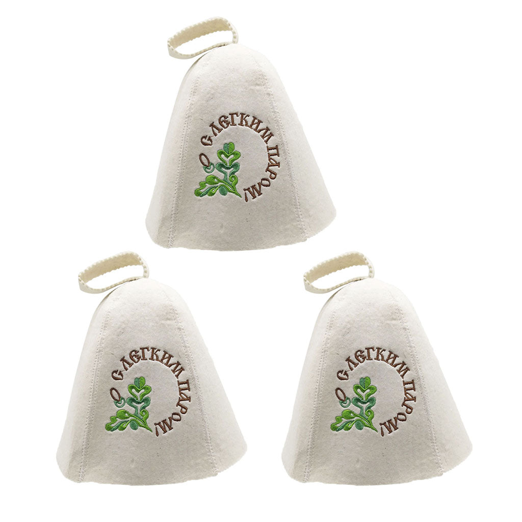 3x Wool Hat for Sauna Banya Bath House Head Protection Embroidered Unisex