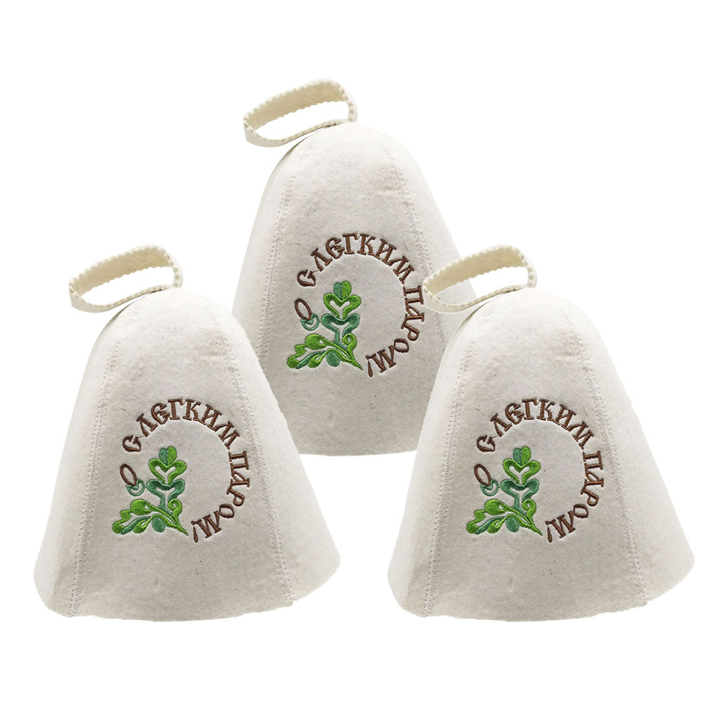 3x Wool Hat for Sauna Banya Bath House Head Protection Embroidered Unisex