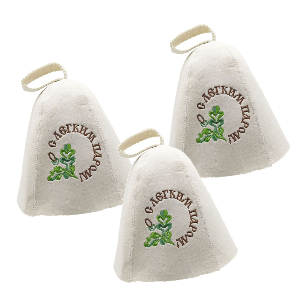 3x Wool Hat for Sauna Banya Bath House Head Protection Embroidered Unisex
