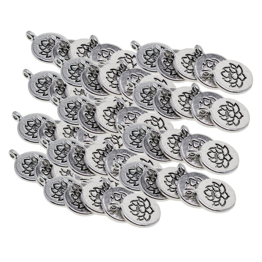 90x Tibetan Silver Lotus Yoga Charms DIY Pendant for Necklace Jewelry Making