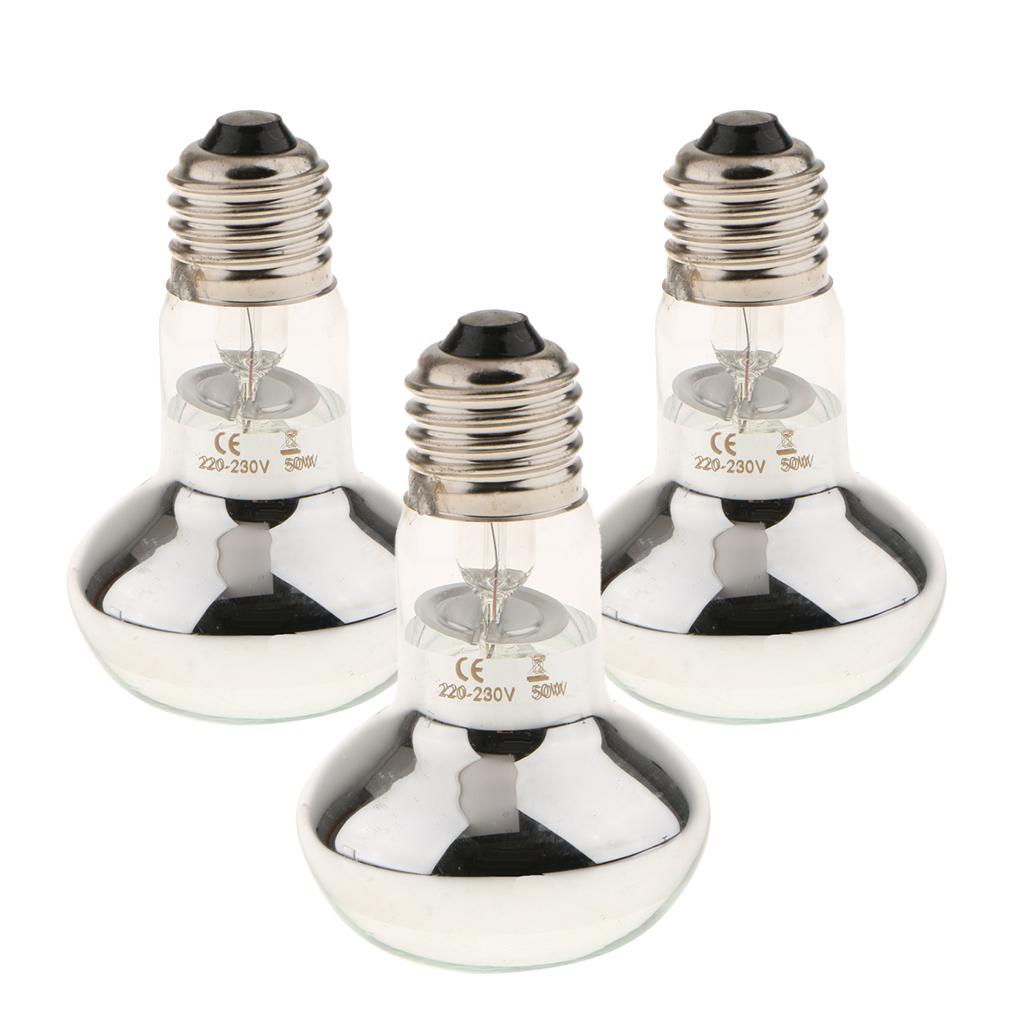 3pcs Reptile UVA Lamp Heating Light Lamp Bulb for Lizard Snake E27 220V 50W