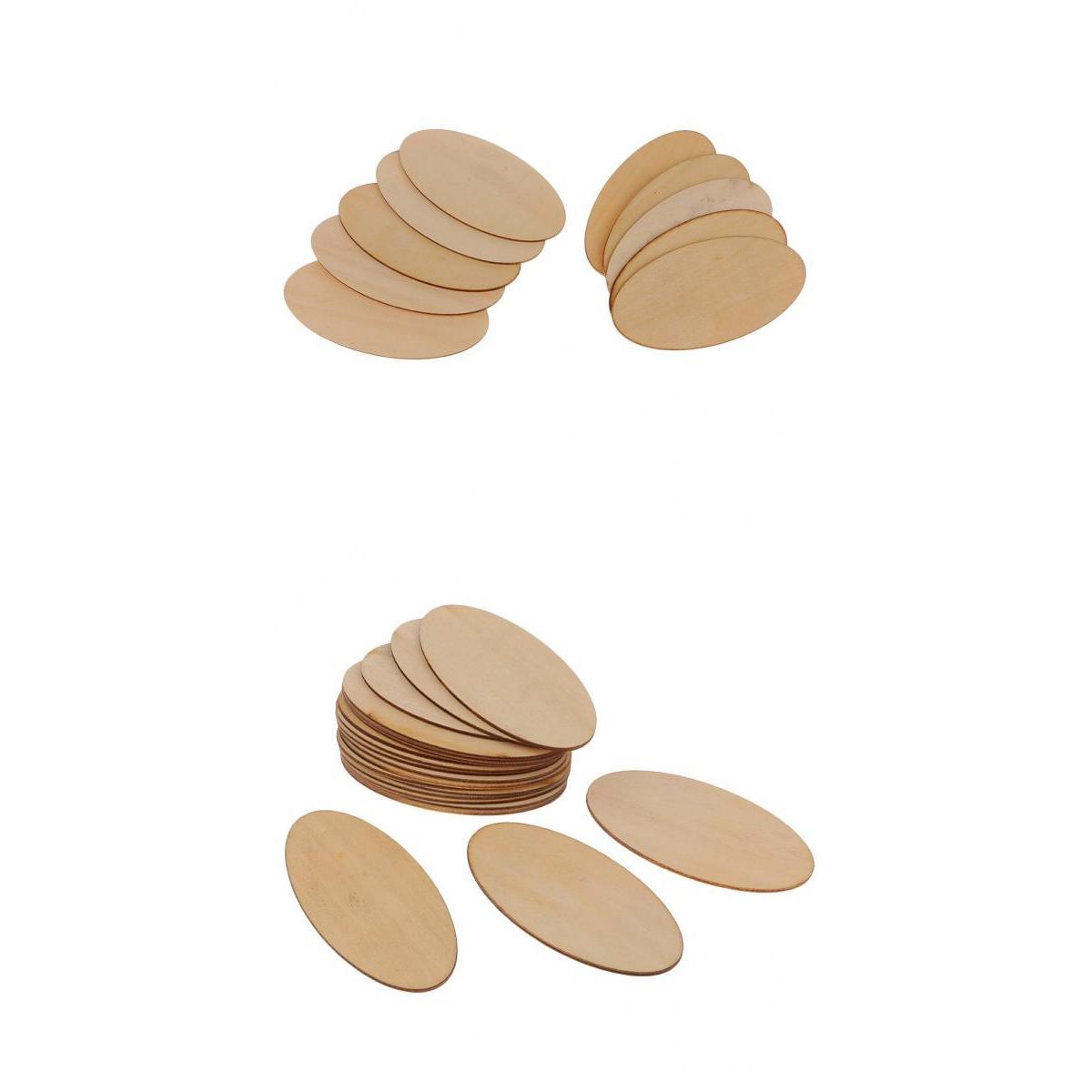 30pcs Natural Wood Pieces - Unfinished Wooden Cutouts Disc 100x50mm+80x40mm